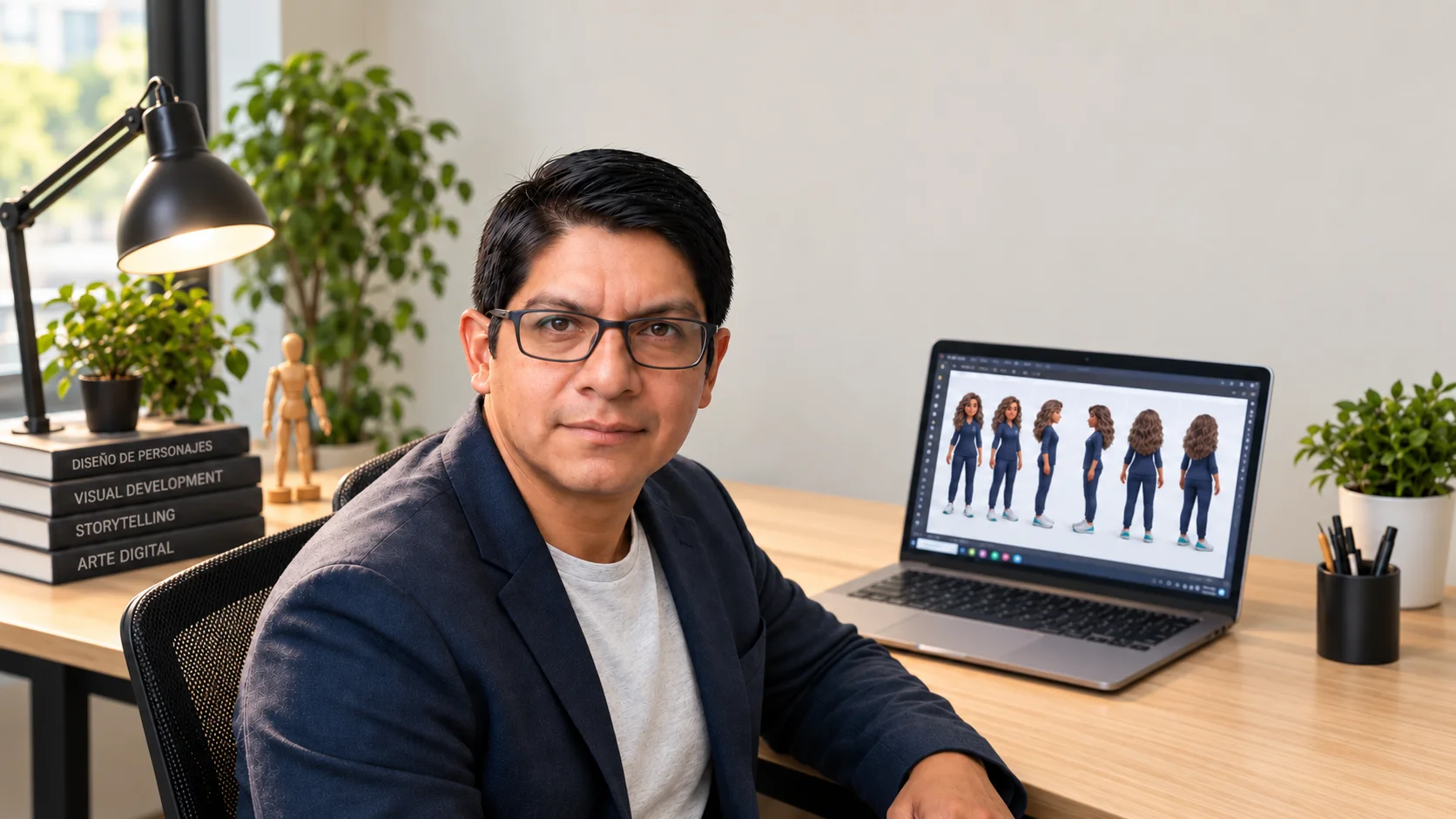 Mentor latino produciendo un personaje consistente en una clase sincrónica durante la sesión